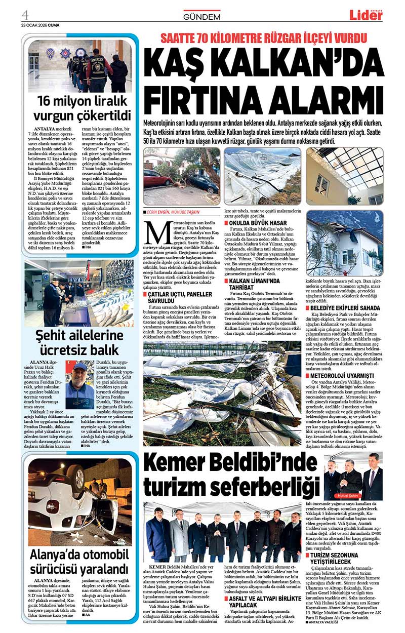 23 O C A K 2026 L İ D E R G A Z E T E A N T A L Y A 4