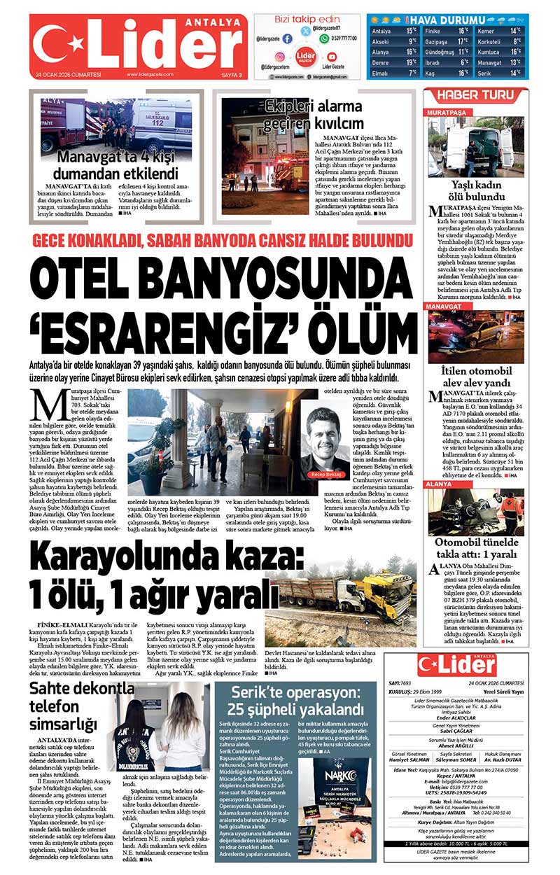 24 O C A K 2026 L İ D E R G A Z E T E A N T A L Y A 3