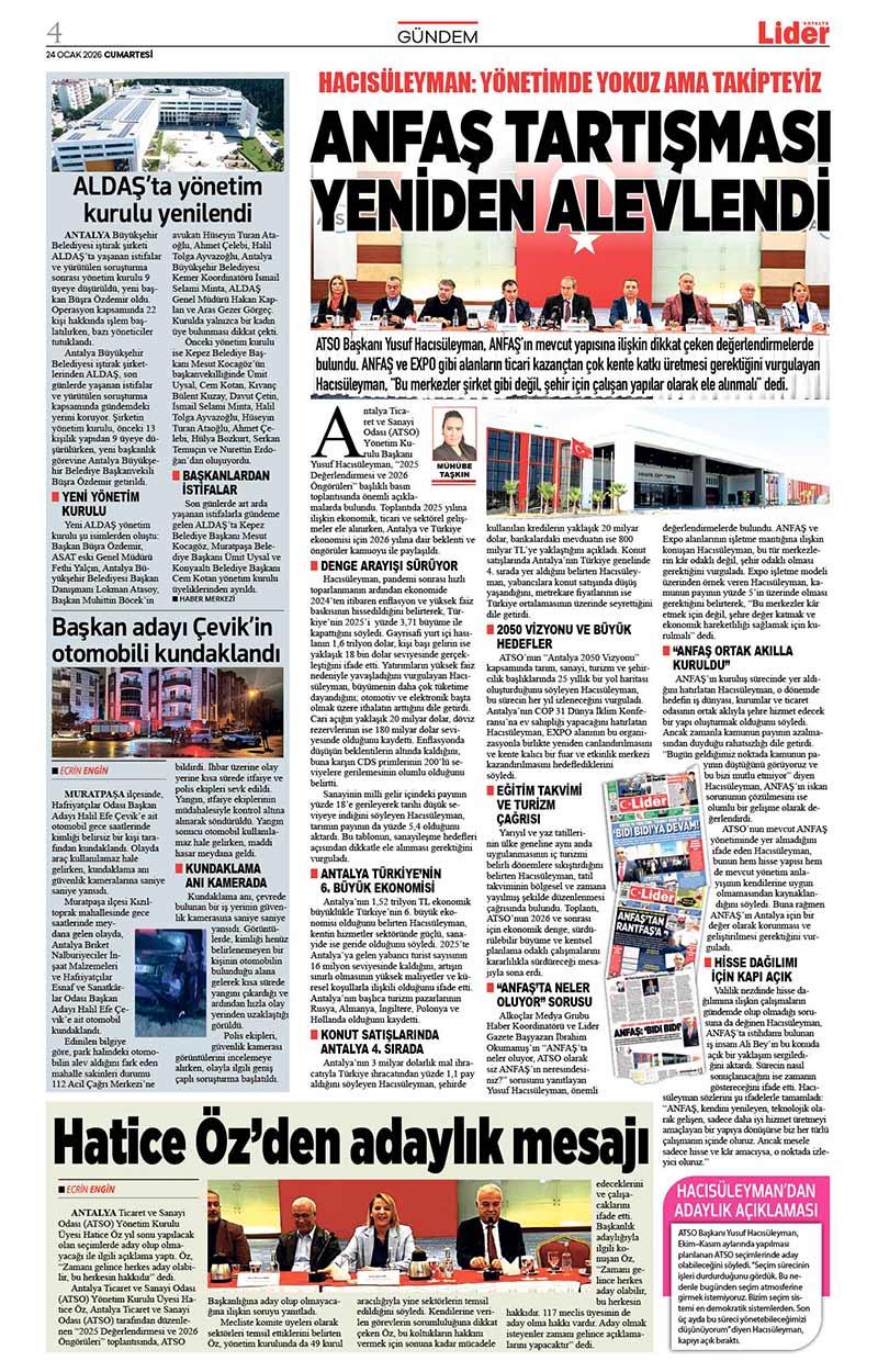 24 O C A K 2026 L İ D E R G A Z E T E A N T A L Y A 4