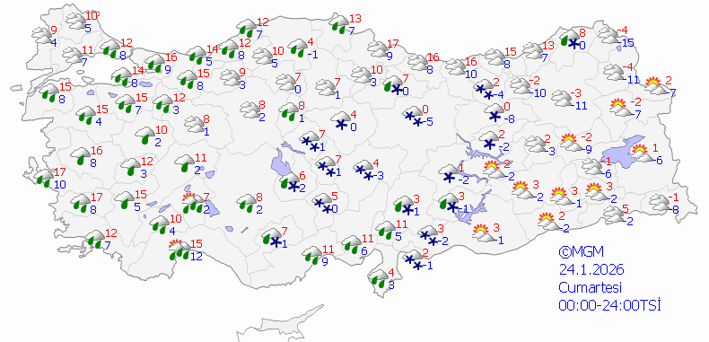 24 Ocak Cumartesi Hava Durumu