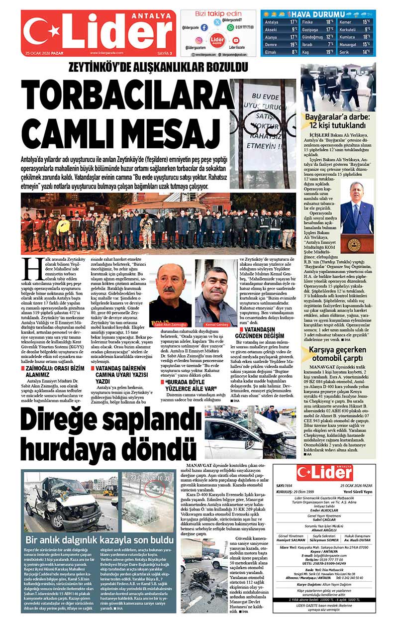 25 O C A K 2026 L İ D E R G A Z E T E A N T A L Y A 3