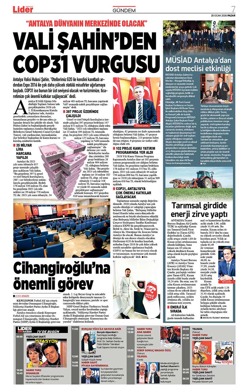 25 O C A K 2026 L İ D E R G A Z E T E A N T A L Y A 7