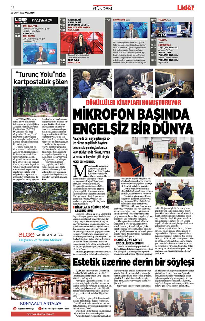 26 O C A K 2026 L İ D E R G A Z E T E A N T A L Y A 2