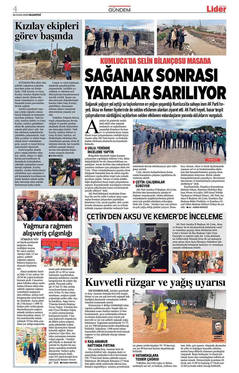 26 O C A K 2026 L İ D E R G A Z E T E A N T A L Y A 4