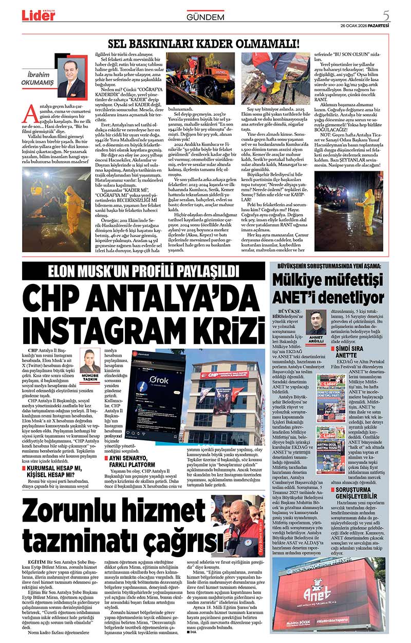 26 O C A K 2026 L İ D E R G A Z E T E A N T A L Y A 5