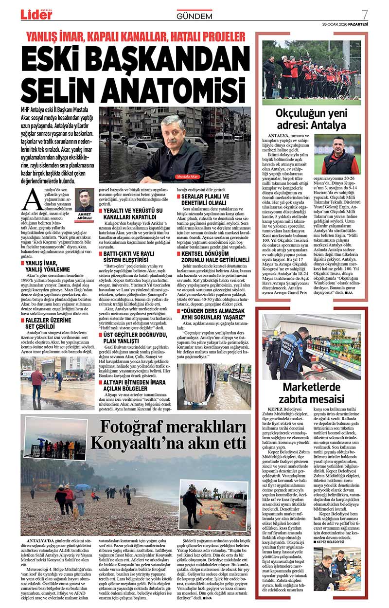 26 O C A K 2026 L İ D E R G A Z E T E A N T A L Y A 7