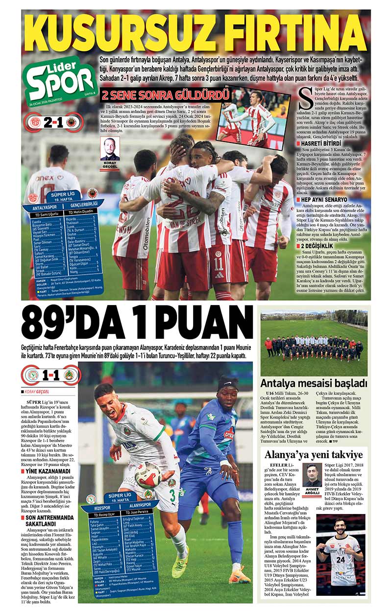 26 O C A K 2026 L İ D E R G A Z E T E A N T A L Y A 8