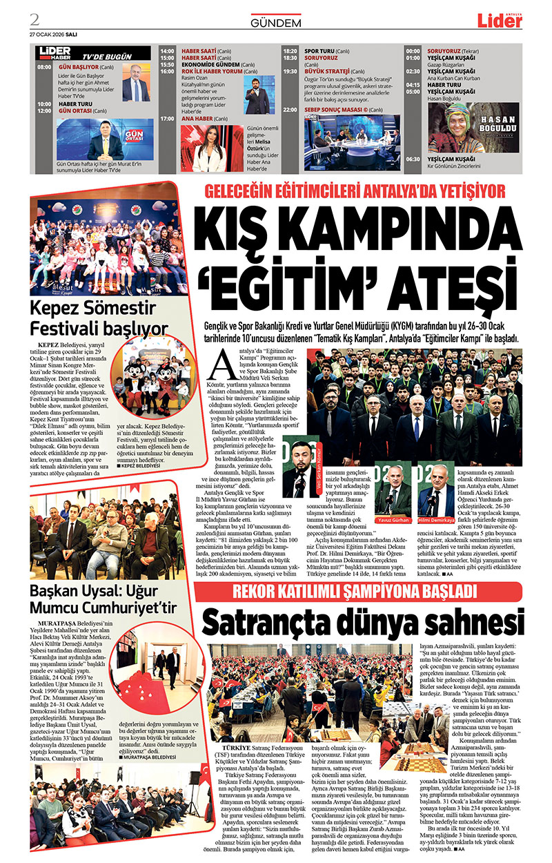 27 O C A K 2026 L İ D E R G A Z E T E A N T A L Y A 2