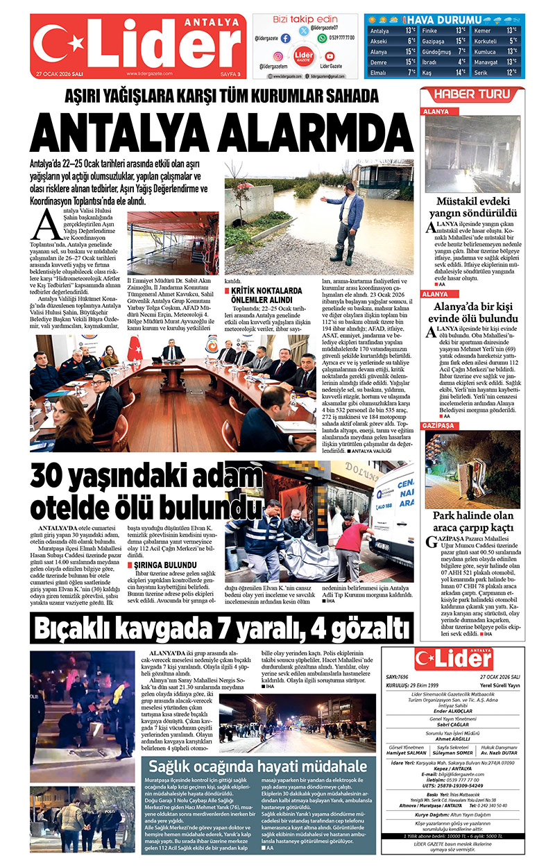 27 O C A K 2026 L İ D E R G A Z E T E A N T A L Y A 3