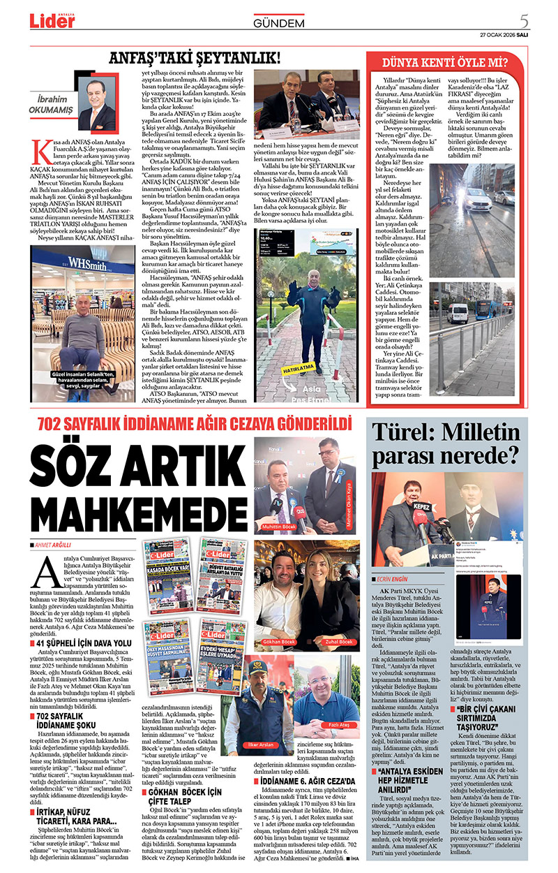 27 O C A K 2026 L İ D E R G A Z E T E A N T A L Y A 5