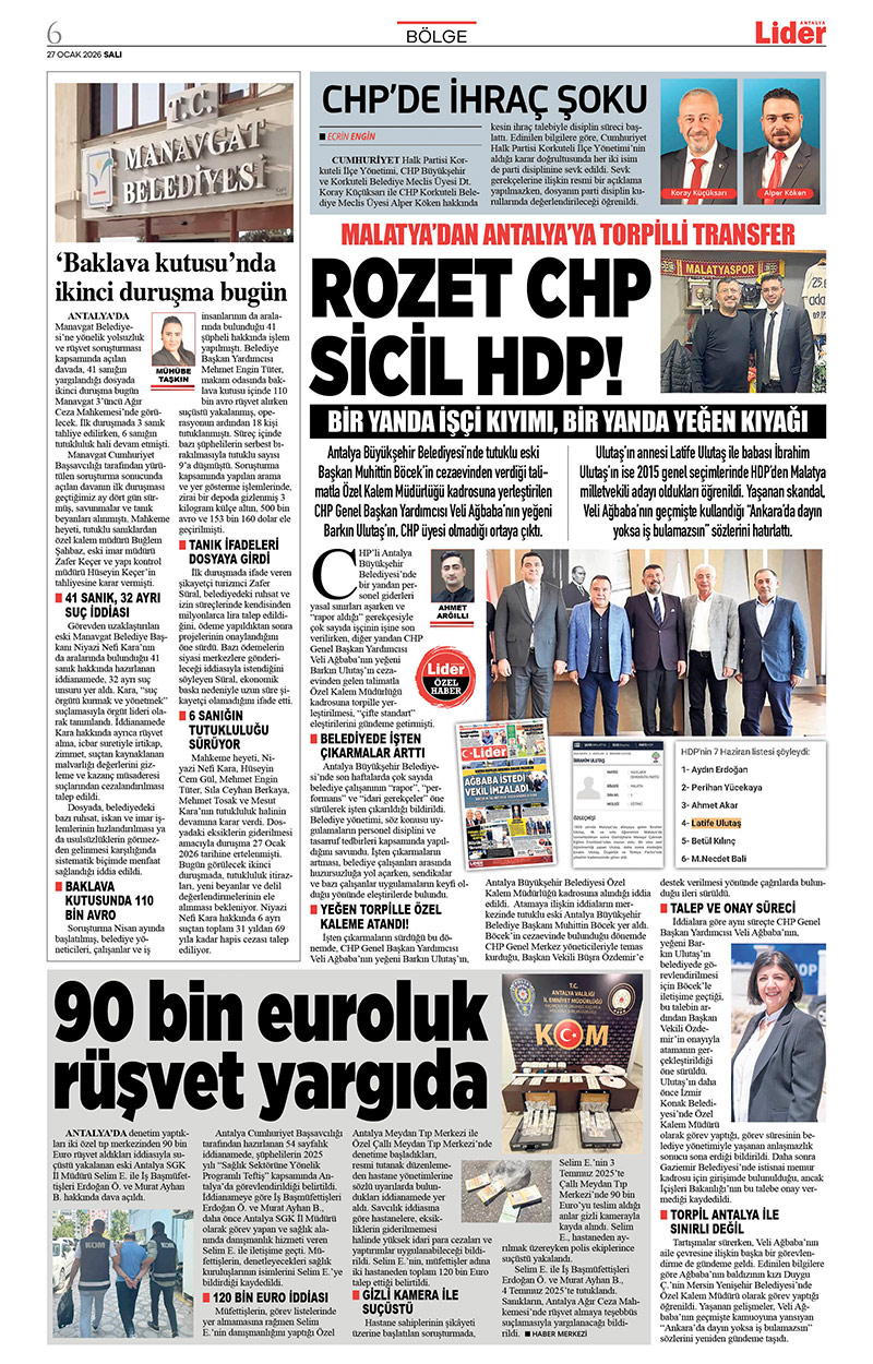 27 O C A K 2026 L İ D E R G A Z E T E A N T A L Y A 6