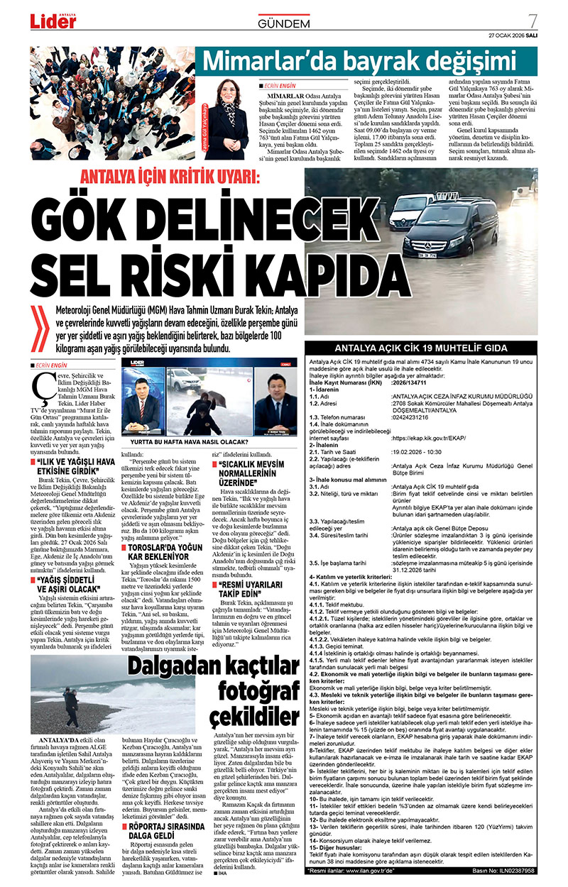 27 O C A K 2026 L İ D E R G A Z E T E A N T A L Y A 7