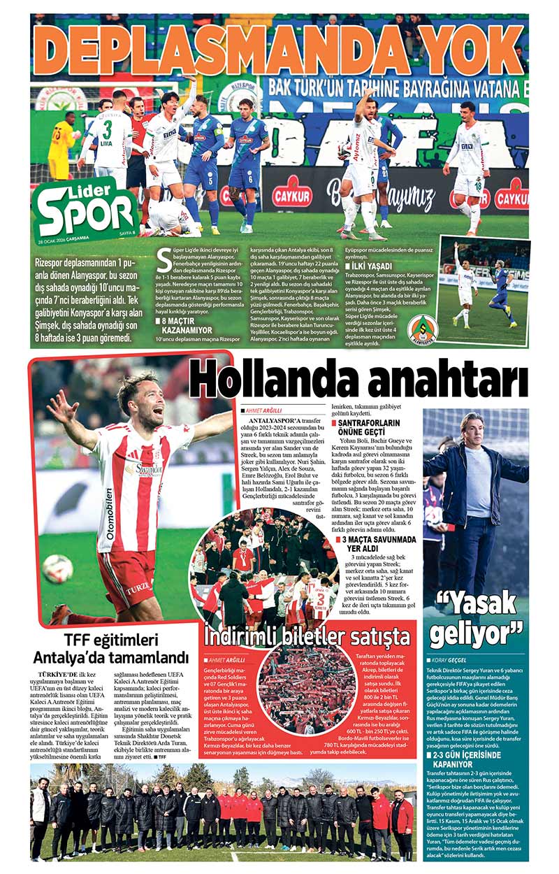 28 O C A K 2026 L İ D E R G A Z E T E A N T A L Y A 8