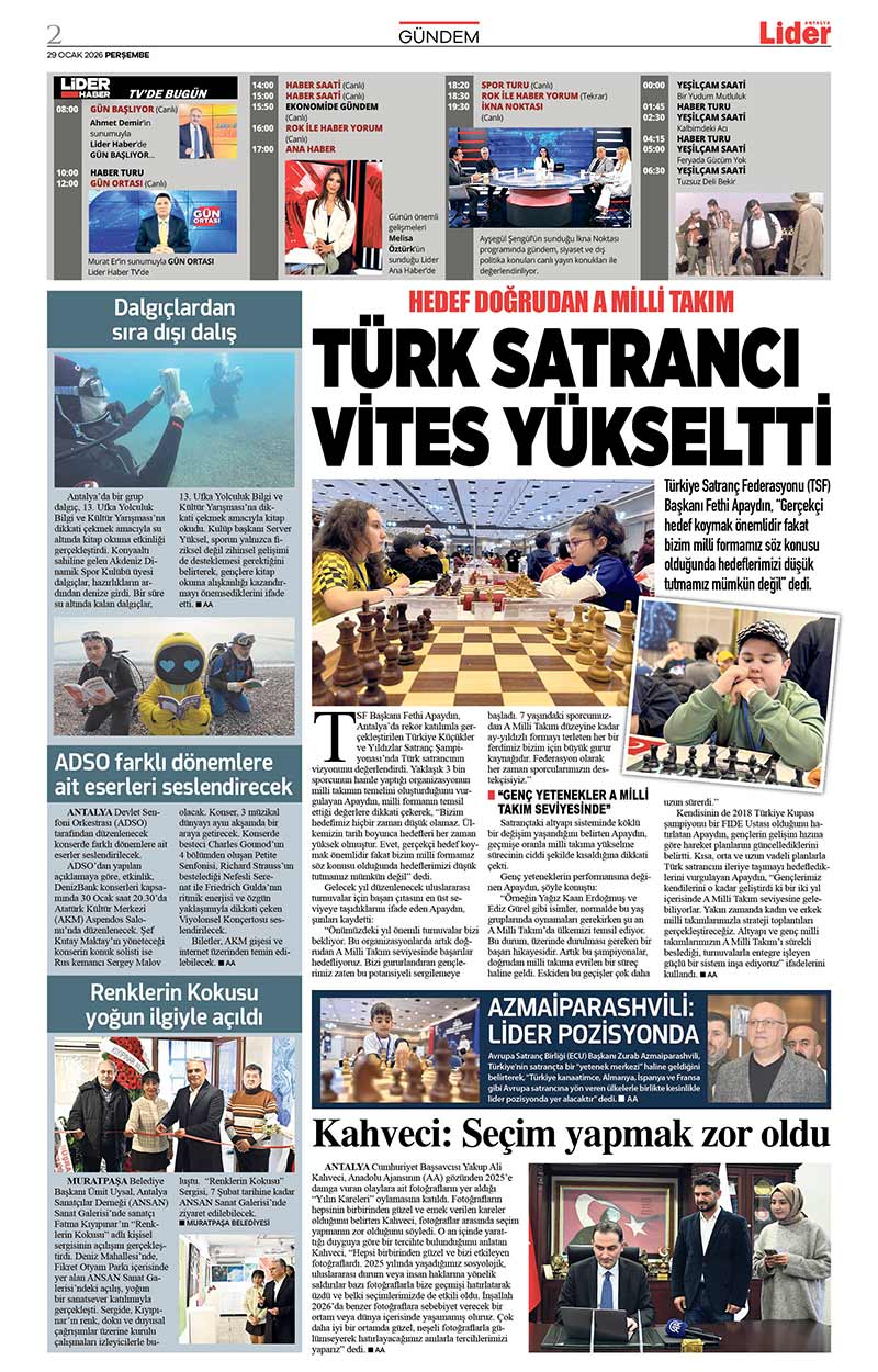 29 O C A K 2026 L İ D E R G A Z E T E A N T A L Y A 2
