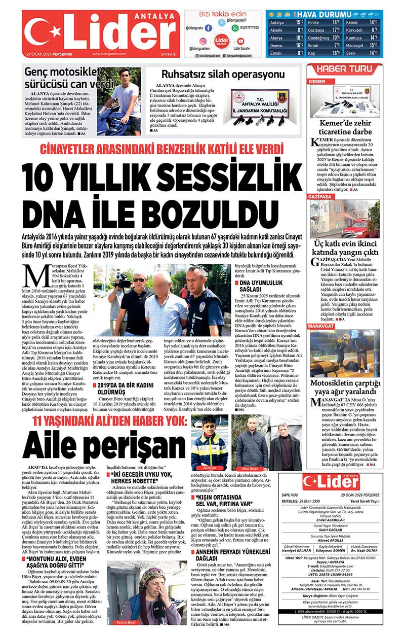 29 O C A K 2026 L İ D E R G A Z E T E A N T A L Y A 3