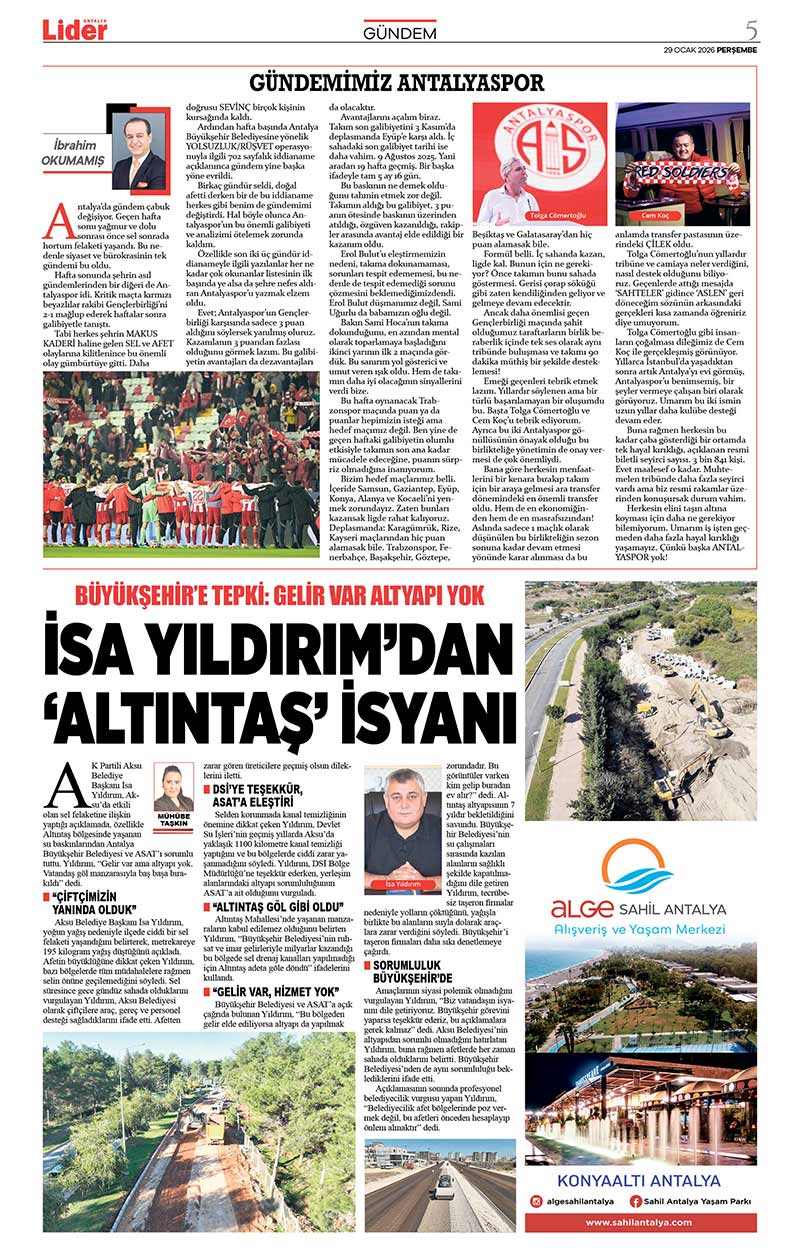 29 O C A K 2026 L İ D E R G A Z E T E A N T A L Y A 5