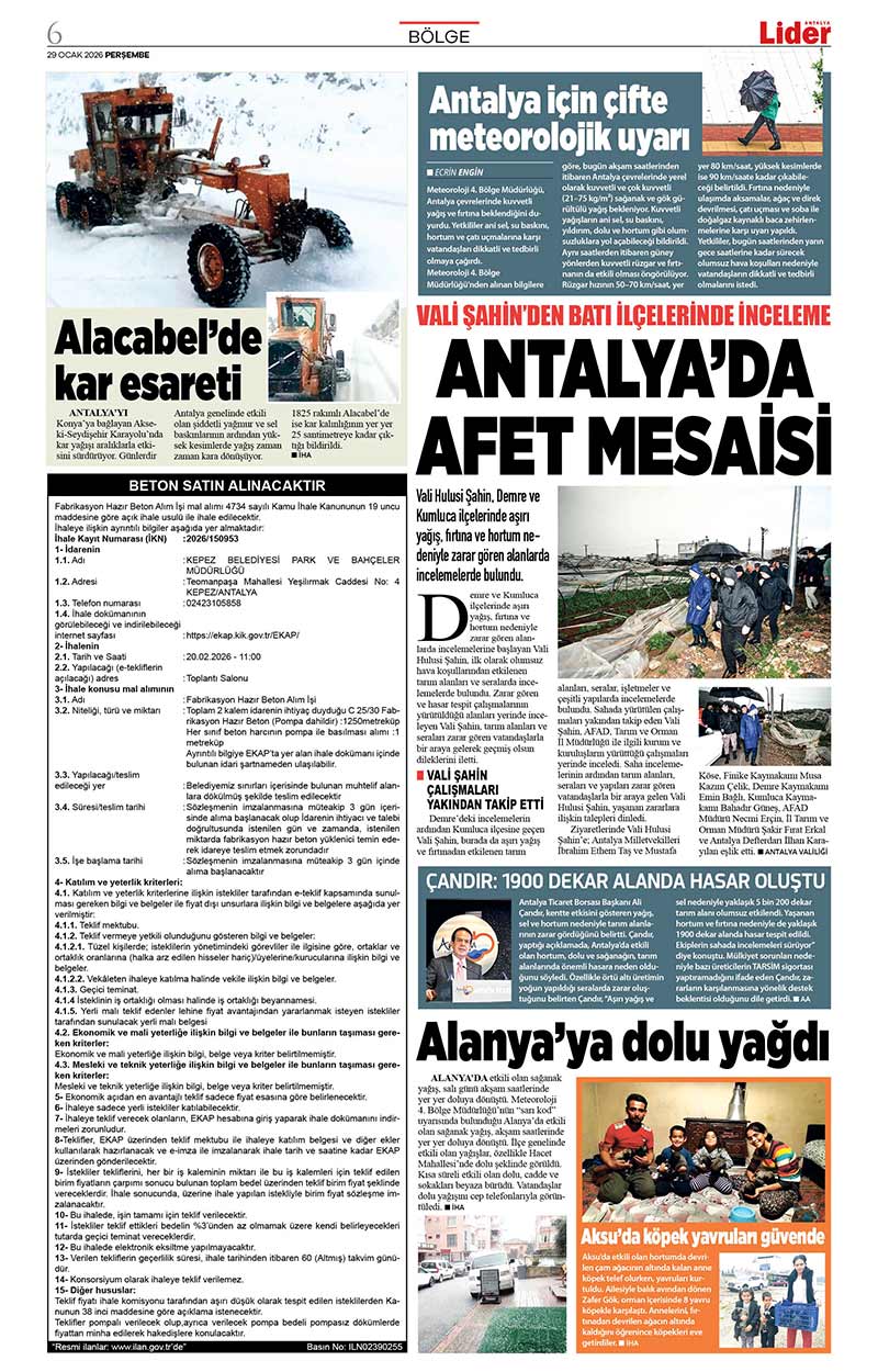 29 O C A K 2026 L İ D E R G A Z E T E A N T A L Y A 6