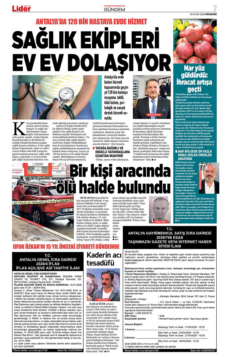 29 O C A K 2026 L İ D E R G A Z E T E A N T A L Y A 7