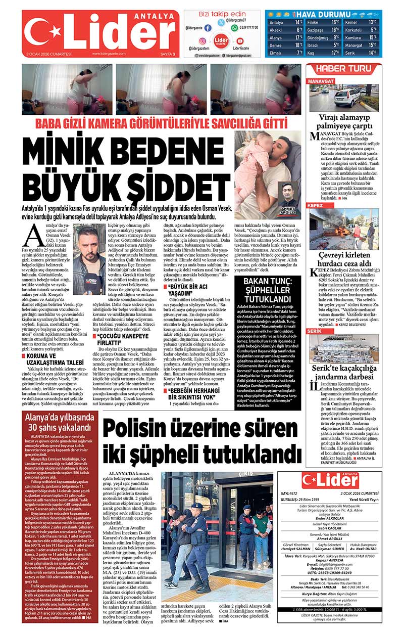 3 O C A K 2026 L İ D E R G A Z E T E A N T A L Y A 3