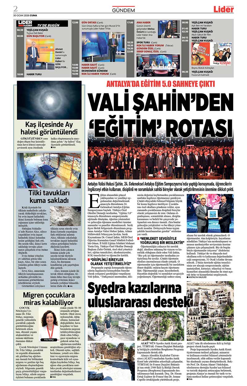 30 O C A K 2026 L İ D E R G A Z E T E A N T A L Y A 2