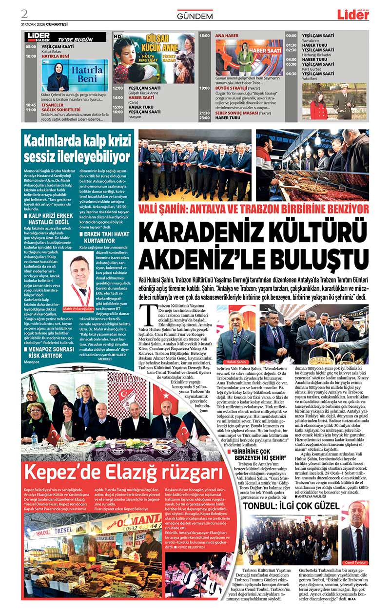 31 O C A K 2026 L İ D E R G A Z E T E A N T A L Y A 2