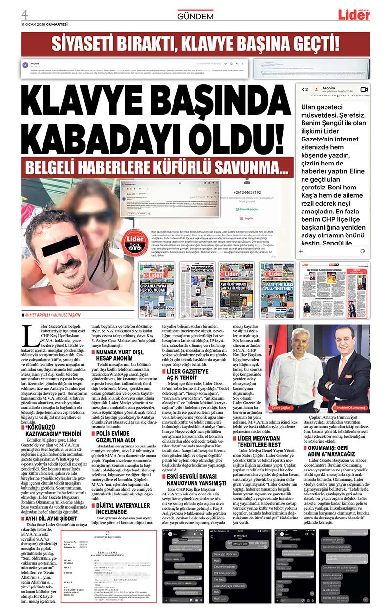 31 O C A K 2026 L İ D E R G A Z E T E A N T A L Y A 4