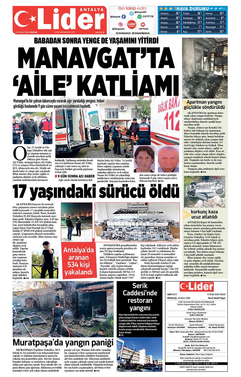 4 O C A K 2026 L İ D E R G A Z E T E A N T A L Y A 3