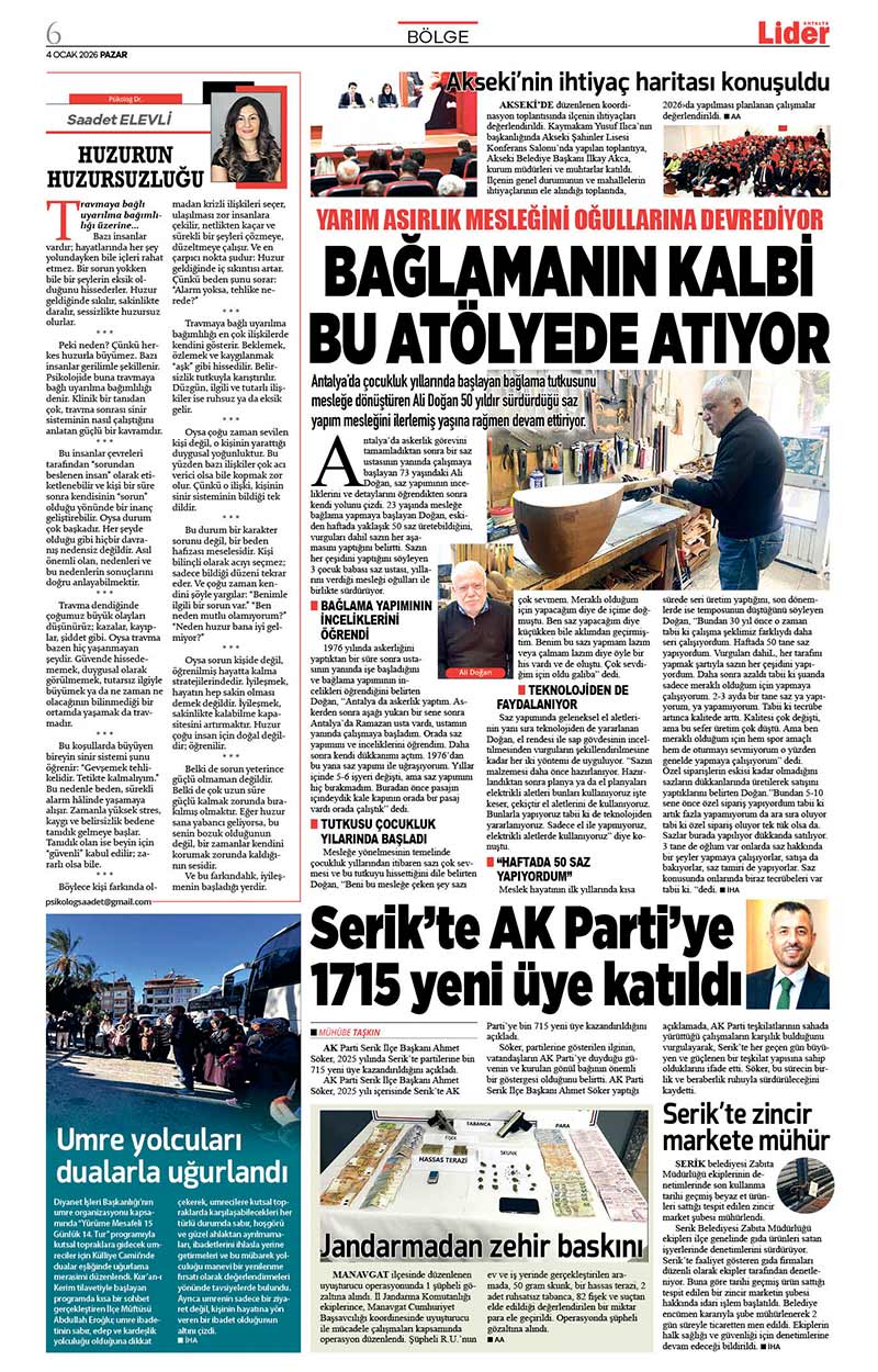 4 O C A K 2026 L İ D E R G A Z E T E A N T A L Y A 6