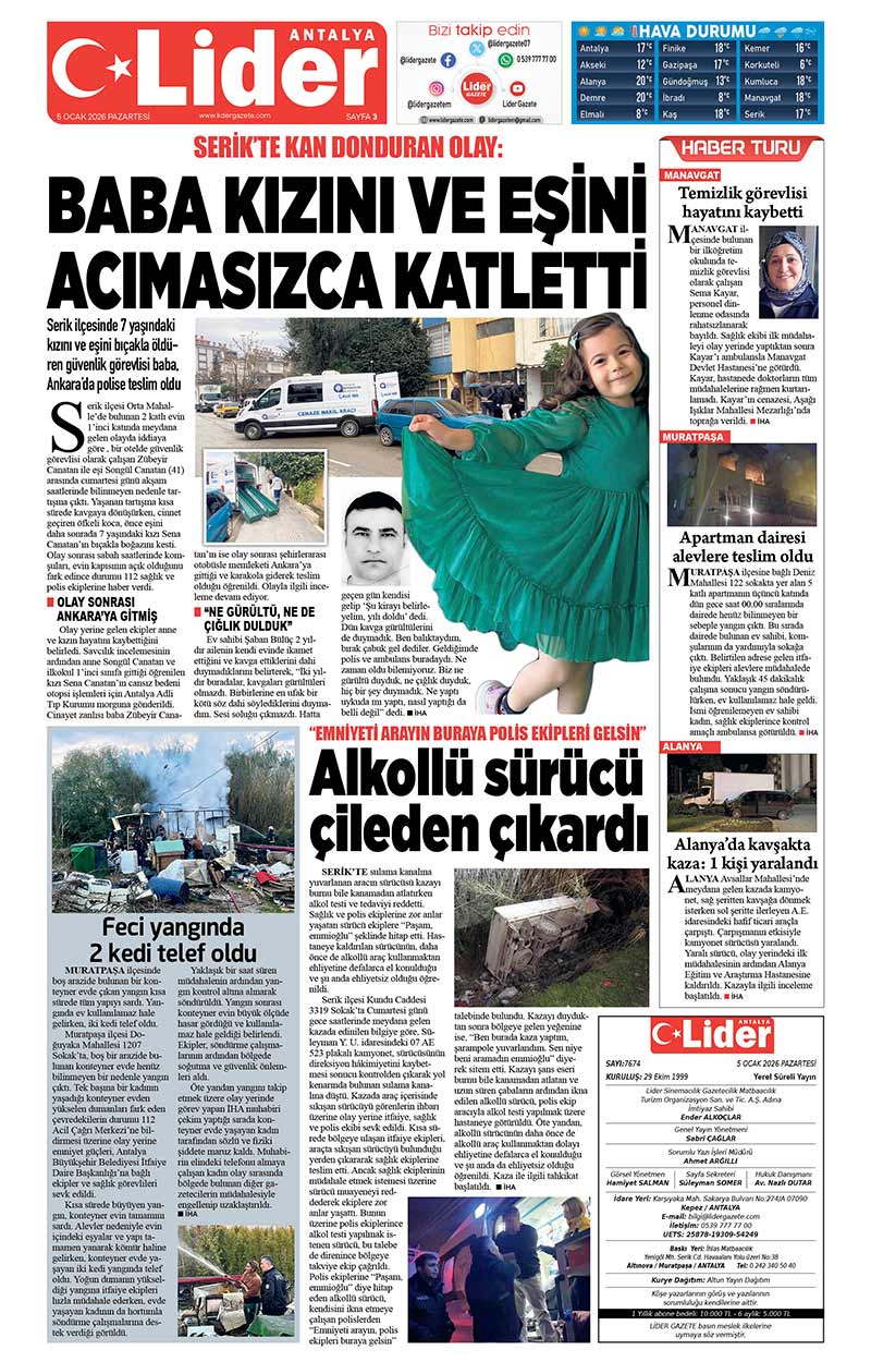 5 O C A K 2026 L İ D E R G A Z E T E A N T A L Y A 3