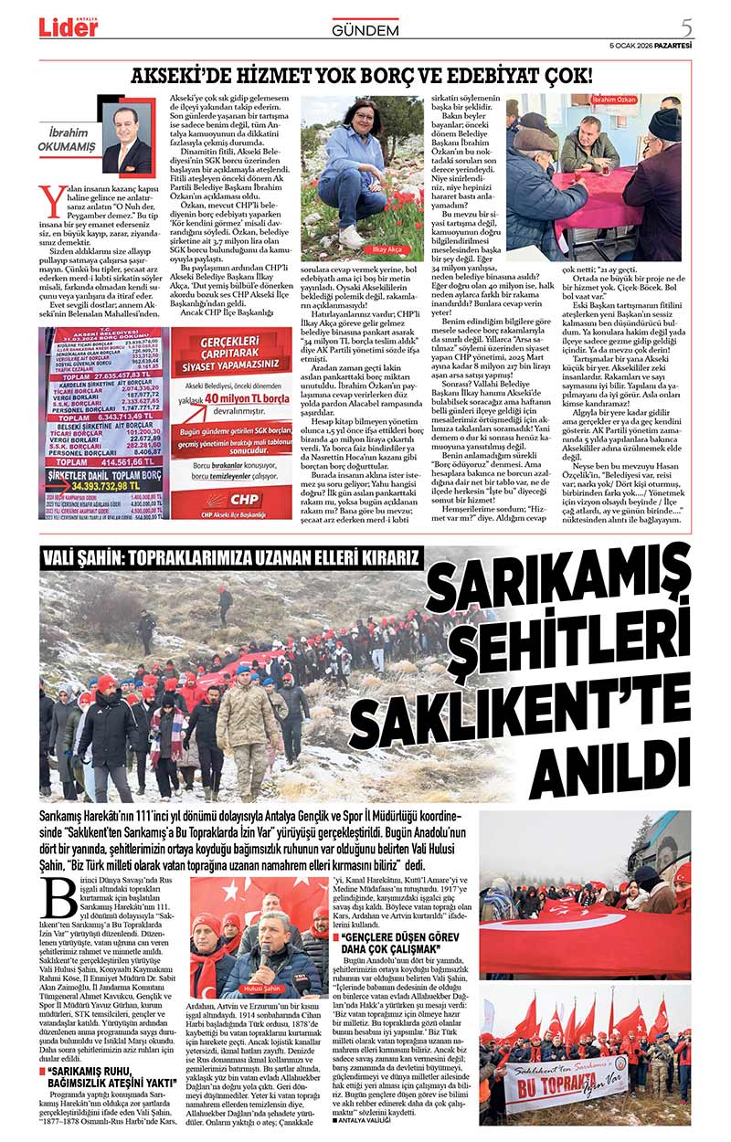 5 O C A K 2026 L İ D E R G A Z E T E A N T A L Y A 5