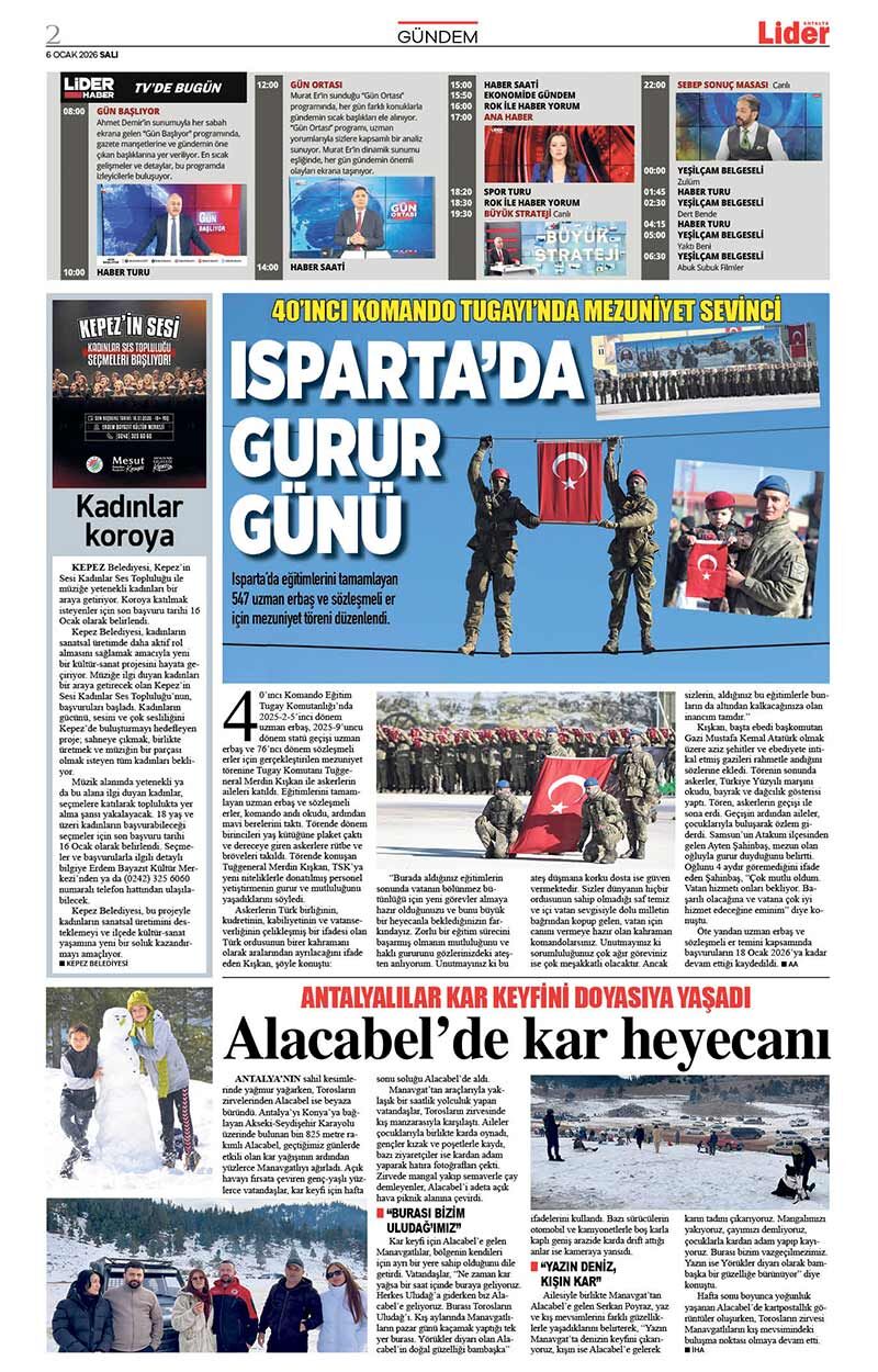 6 O C A K 2026 L İ D E R G A Z E T E A N T A L Y A 2