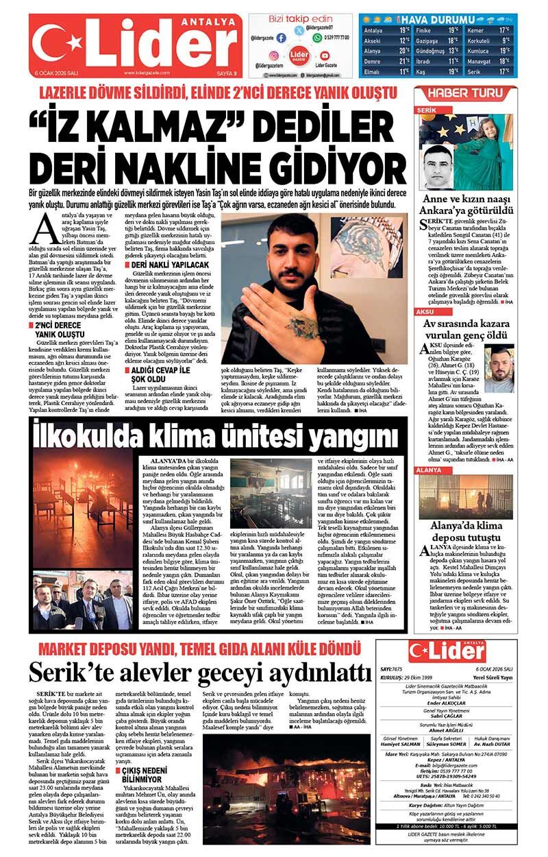 6 O C A K 2026 L İ D E R G A Z E T E A N T A L Y A 3