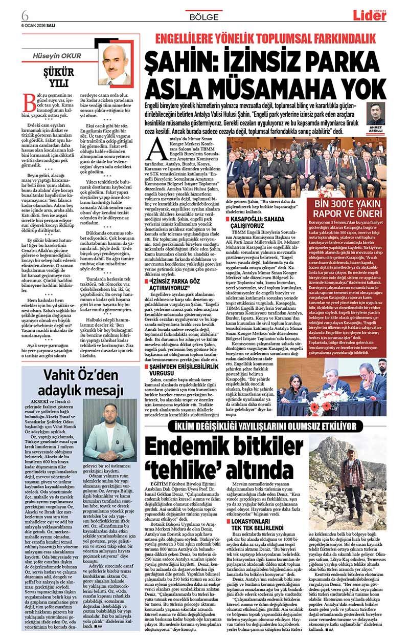 6 O C A K 2026 L İ D E R G A Z E T E A N T A L Y A 6