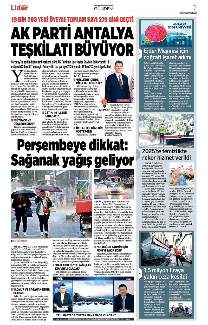 6 O C A K 2026 L İ D E R G A Z E T E A N T A L Y A 7