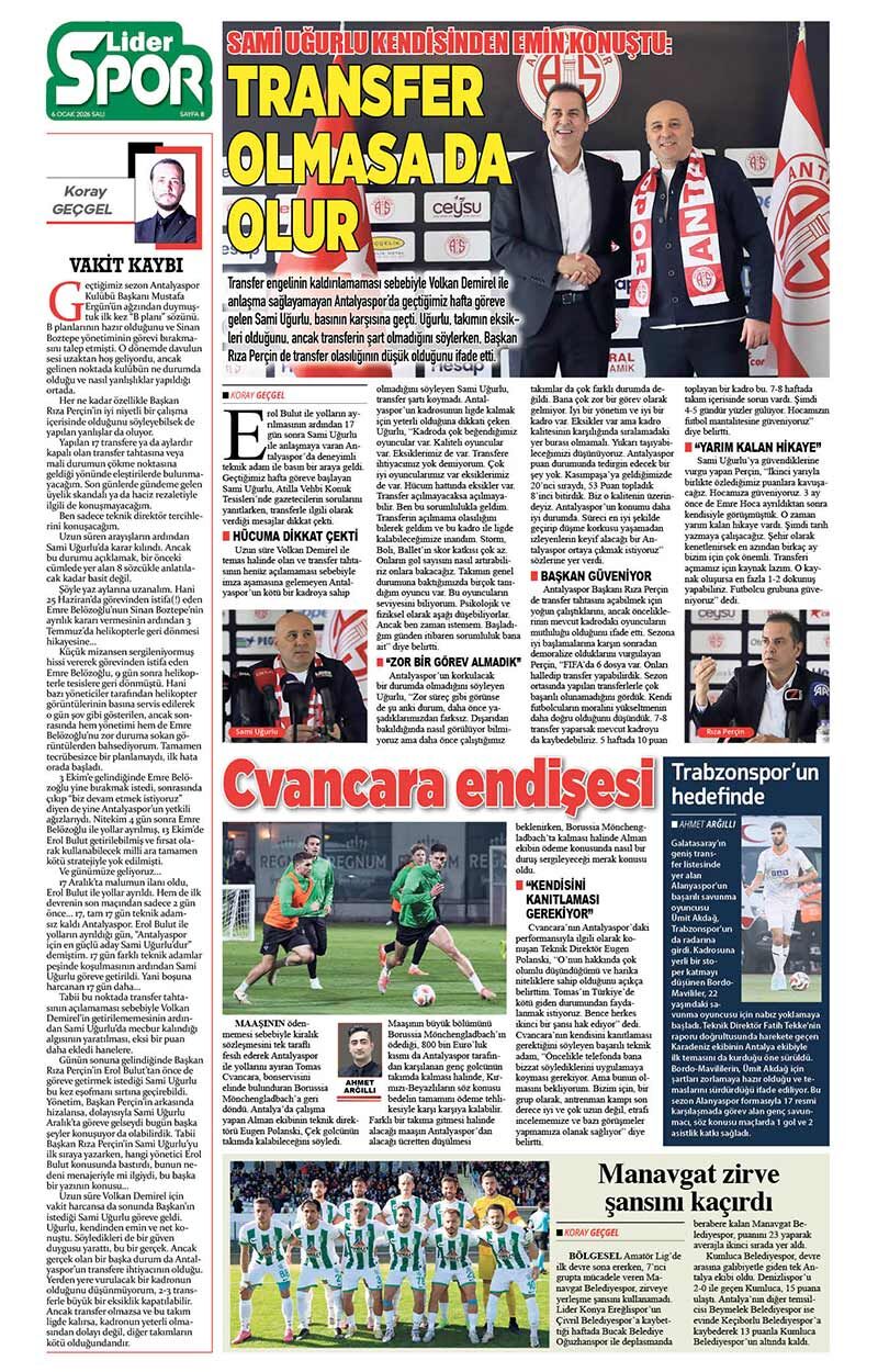 6 O C A K 2026 L İ D E R G A Z E T E A N T A L Y A 8