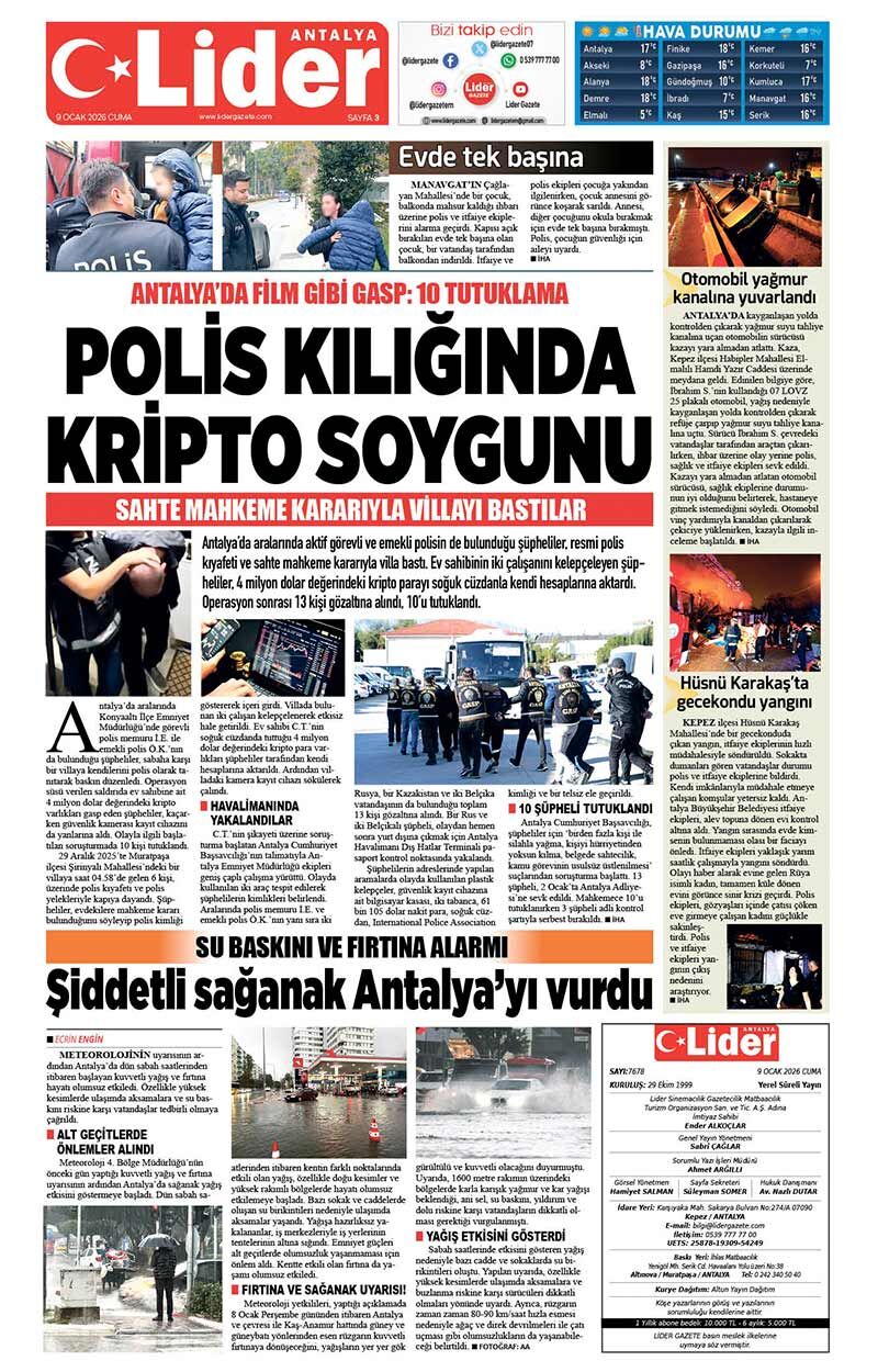 9 O C A K 2026 L İ D E R G A Z E T E A N T A L Y A 3