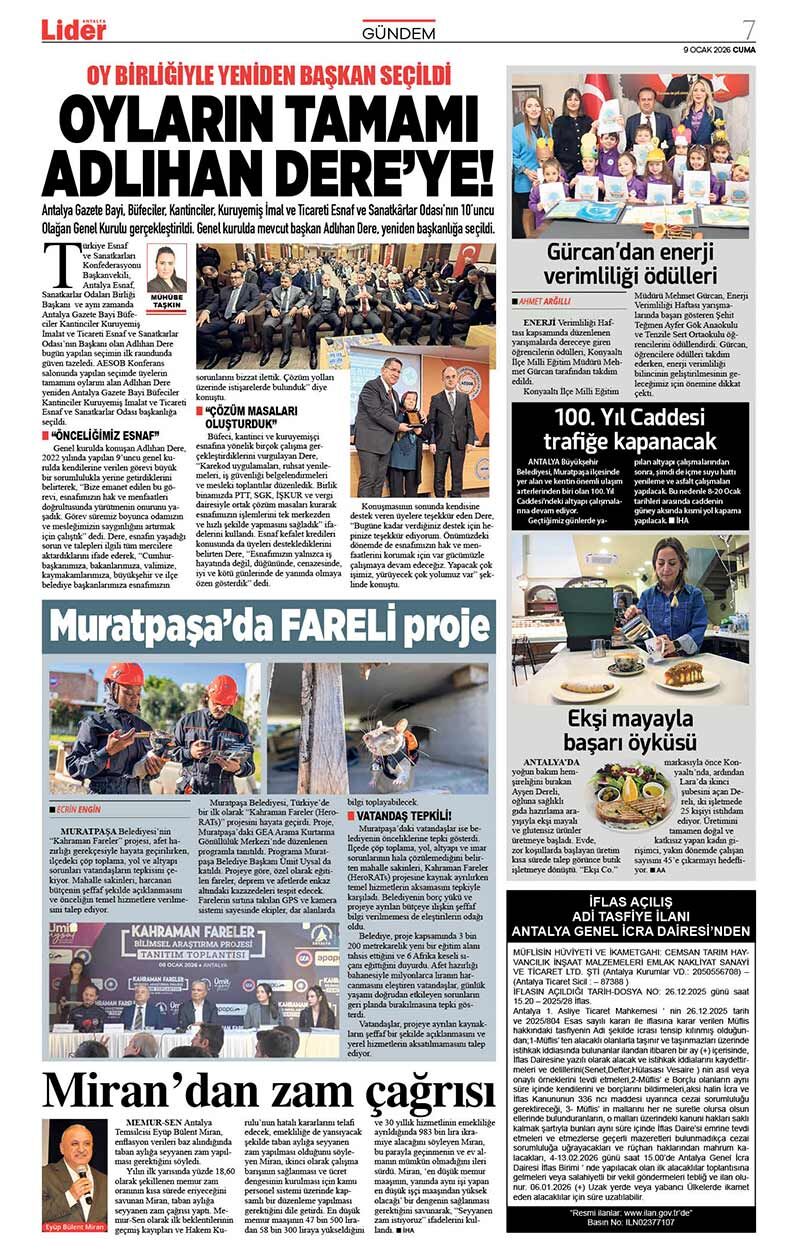 9 O C A K 2026 L İ D E R G A Z E T E A N T A L Y A 7