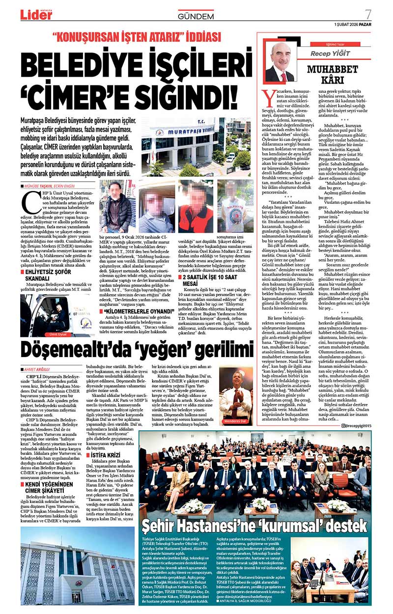 1 Ş U B A T 2026 L İ D E R G A Z E T E A N T A L Y A 7