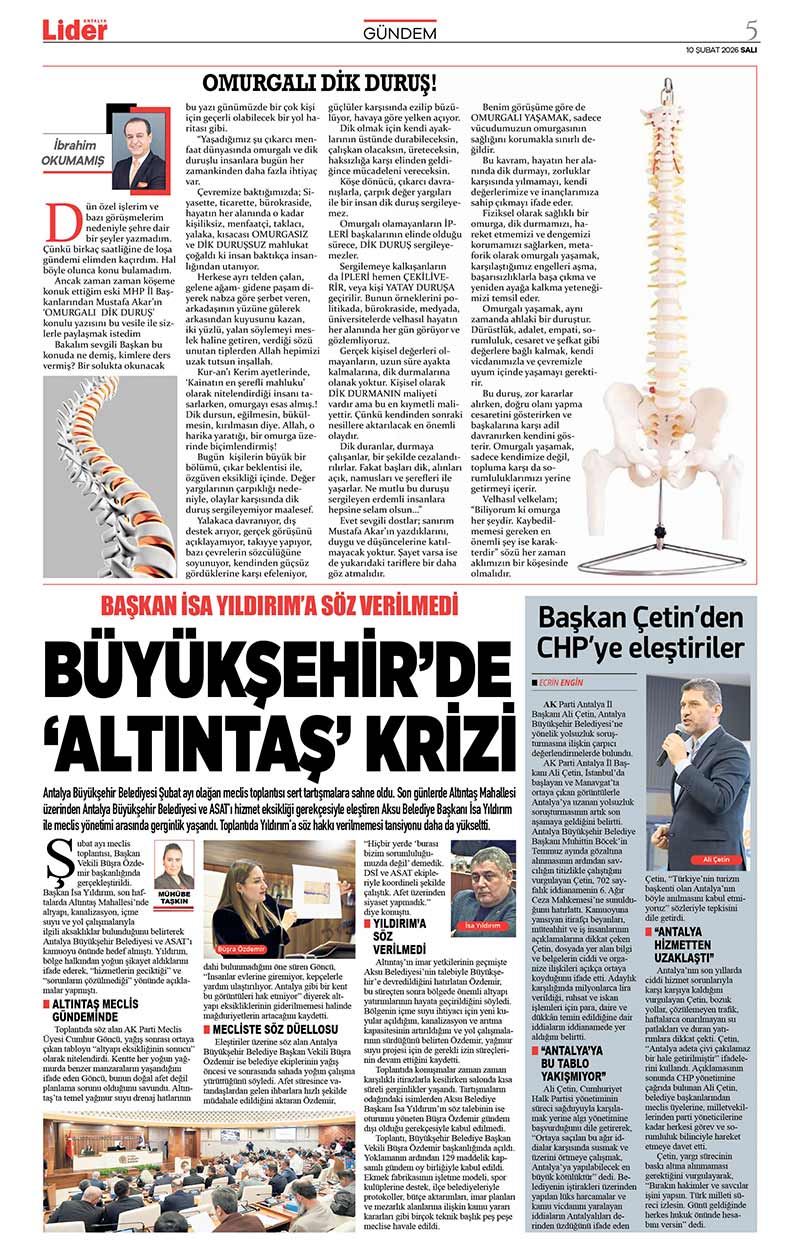 10 Ş U B A T 2026 L İ D E R G A Z E T E A N T A L Y A 5