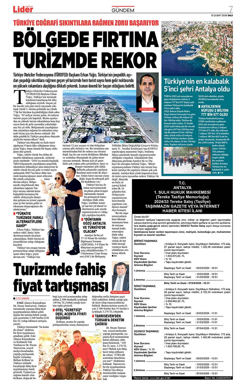 10 Ş U B A T 2026 L İ D E R G A Z E T E A N T A L Y A 7
