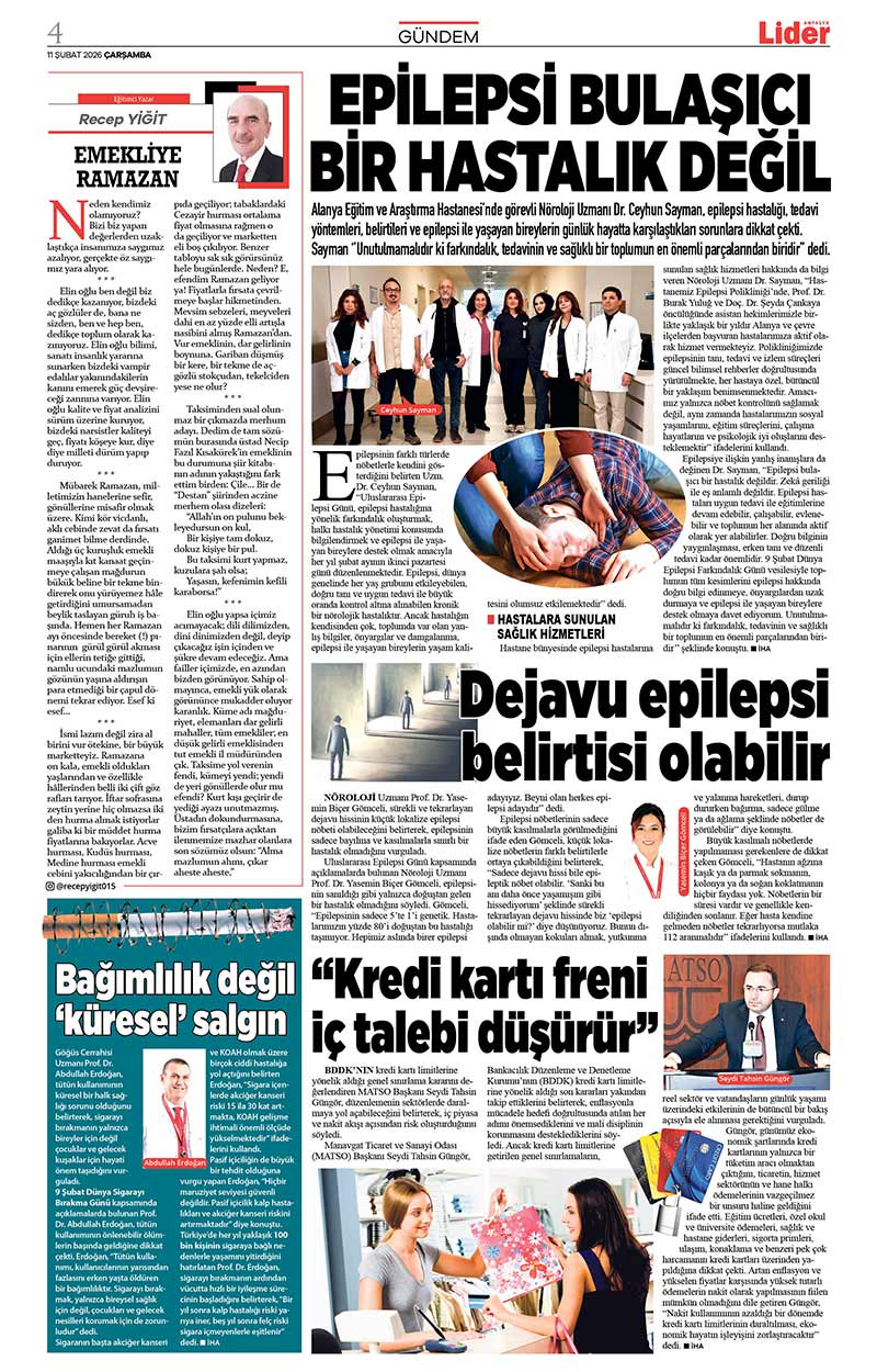 11 Ş U B A T 2026 L İ D E R G A Z E T E A N T A L Y A 4