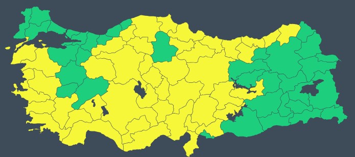 13 Şubat Sarı Kodlu Uyarı