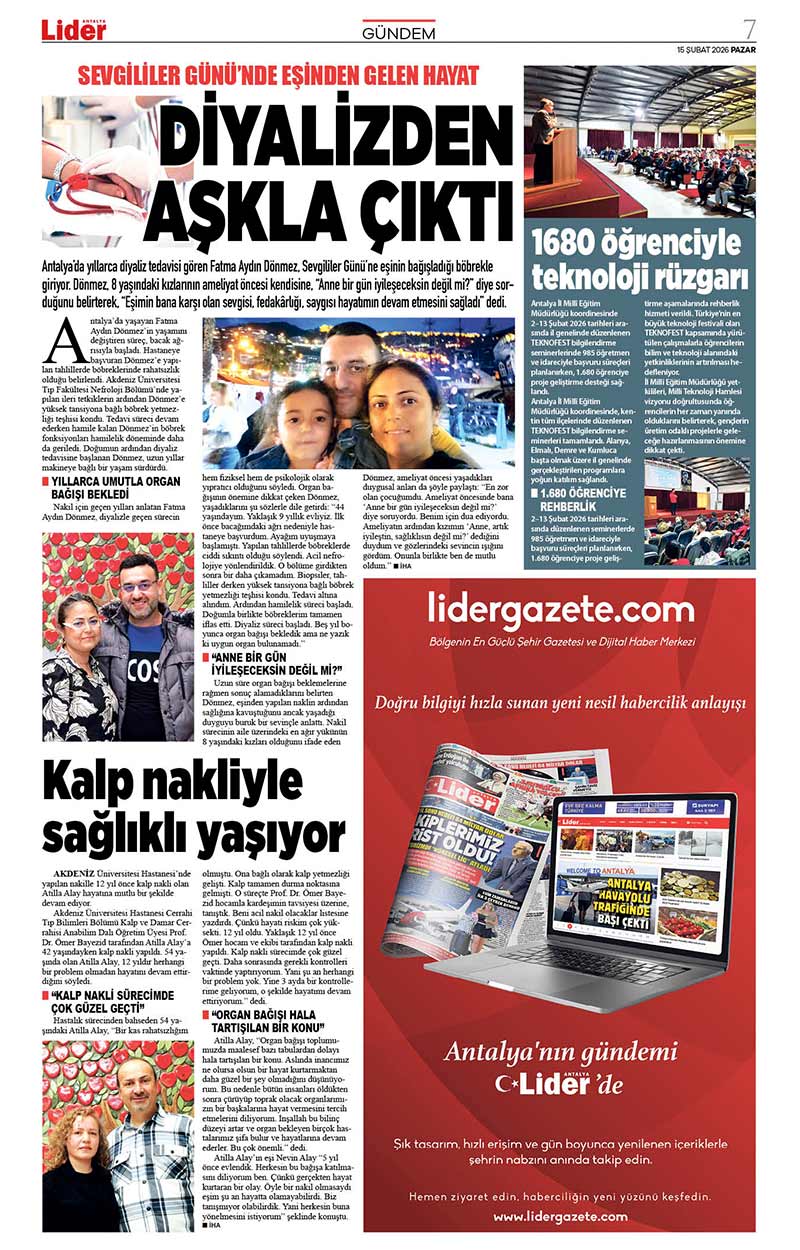 15 Ş U B A T 2026 L İ D E R G A Z E T E A N T A L Y A 7