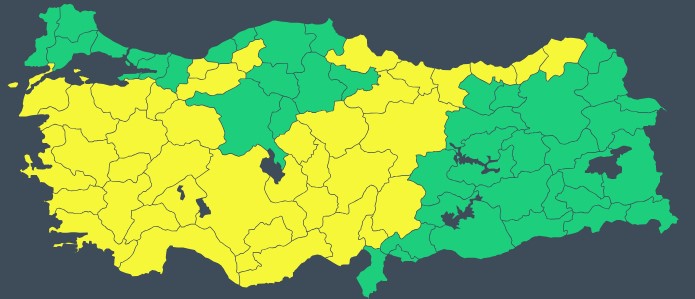 17 Şubat Sarı Kodlu Uyarı