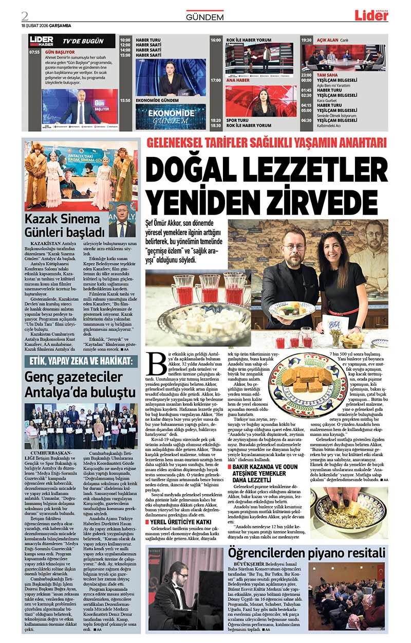 18 Ş U B A T 2026 L İ D E R G A Z E T E A N T A L Y A 2