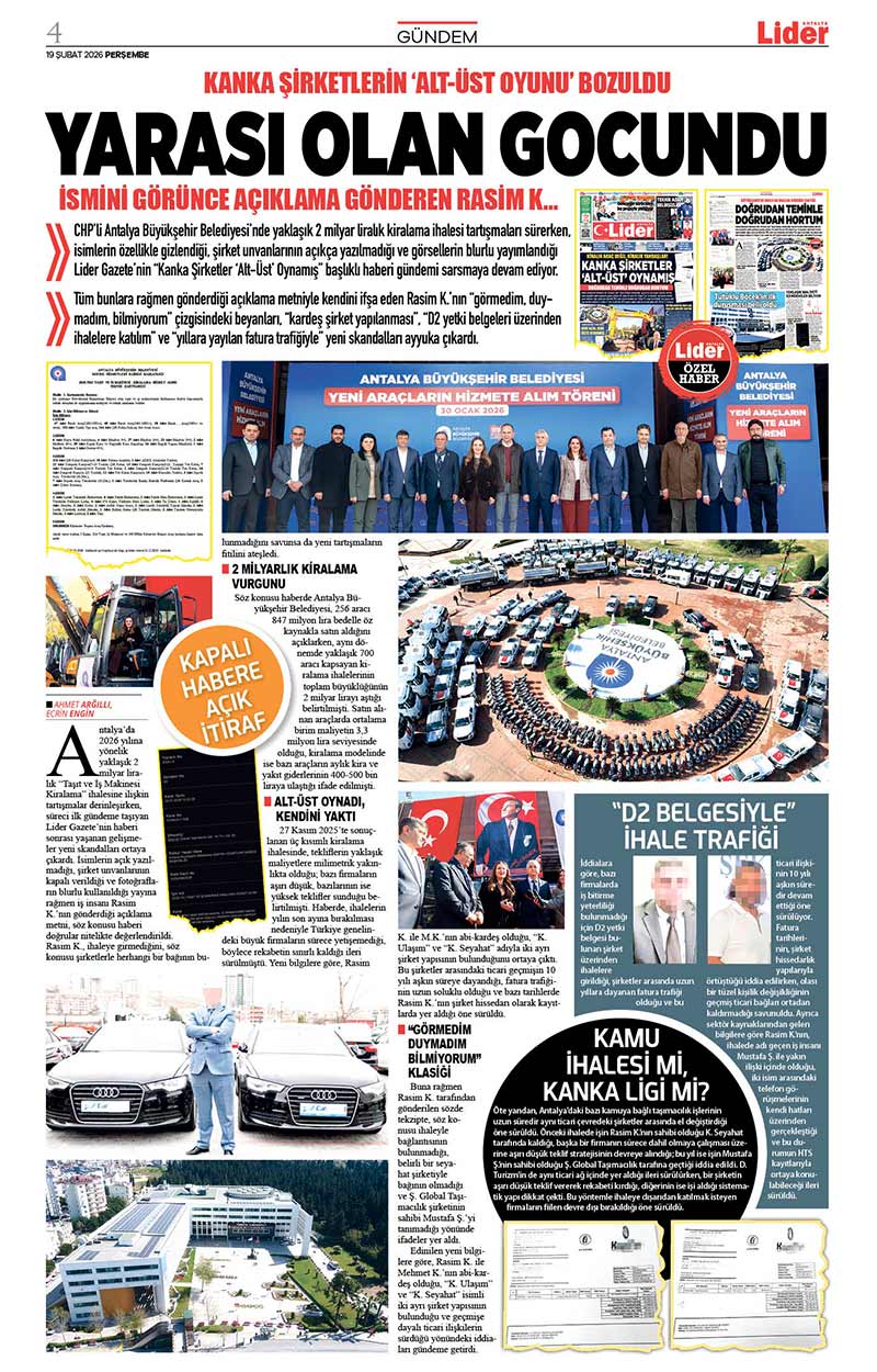 19 Ş U B A T 2026 L İ D E R G A Z E T E A N T A L Y A 4