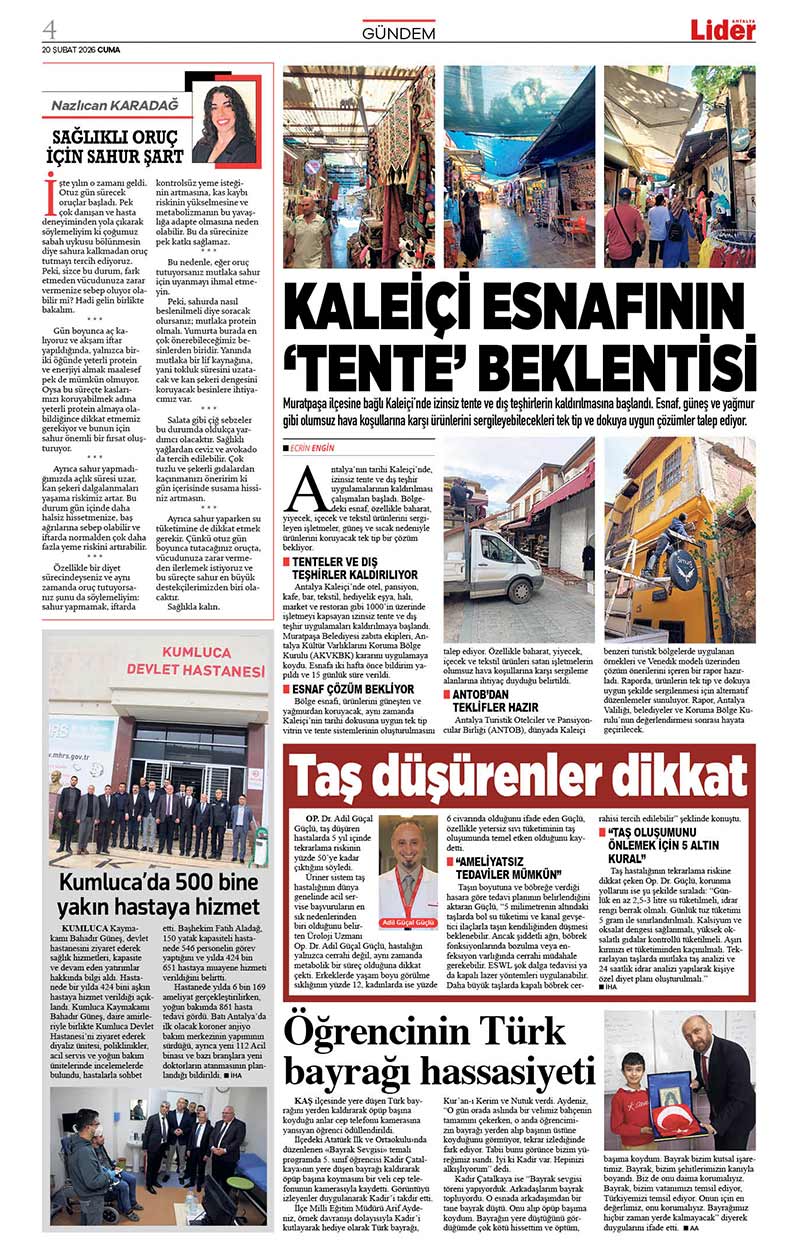 20 Ş U B A T 2026 L İ D E R G A Z E T E A N T A L Y A 4