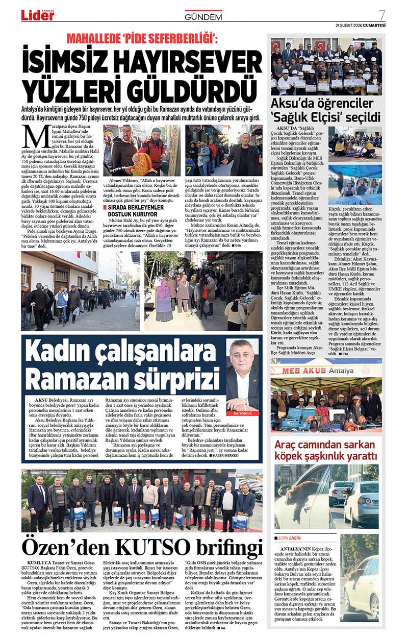 21 Ş U B A T 2026 L İ D E R G A Z E T E A N T A L Y A 7