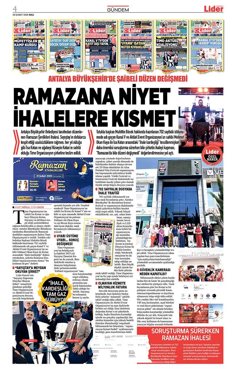 24 Ş U B A T 2026 L İ D E R G A Z E T E A N T A L Y A 4