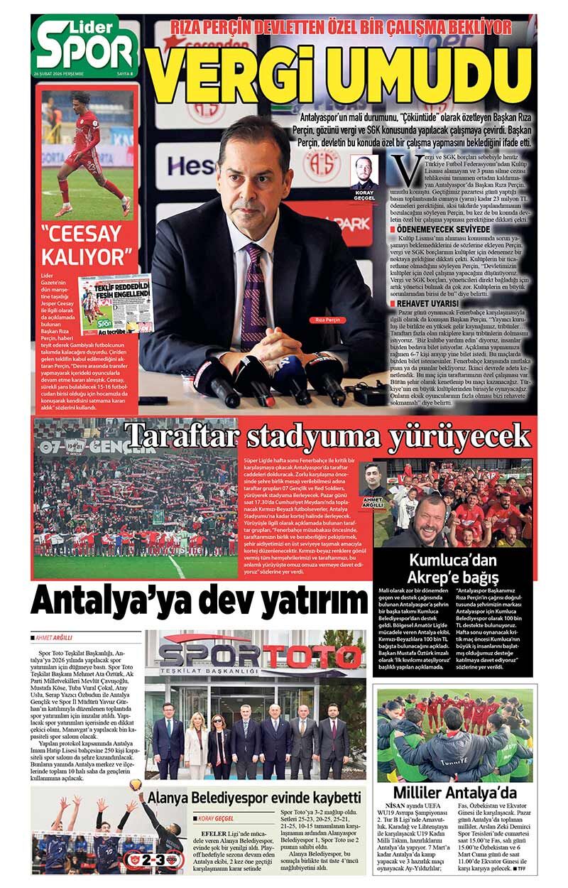 26 Ş U B A T 2026 L İ D E R G A Z E T E A N T A L Y A 8